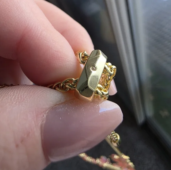 NEW Kendra Scott Layne Gold Statement Necklace Pink Iridescent Abalone - Picture 8 of 10